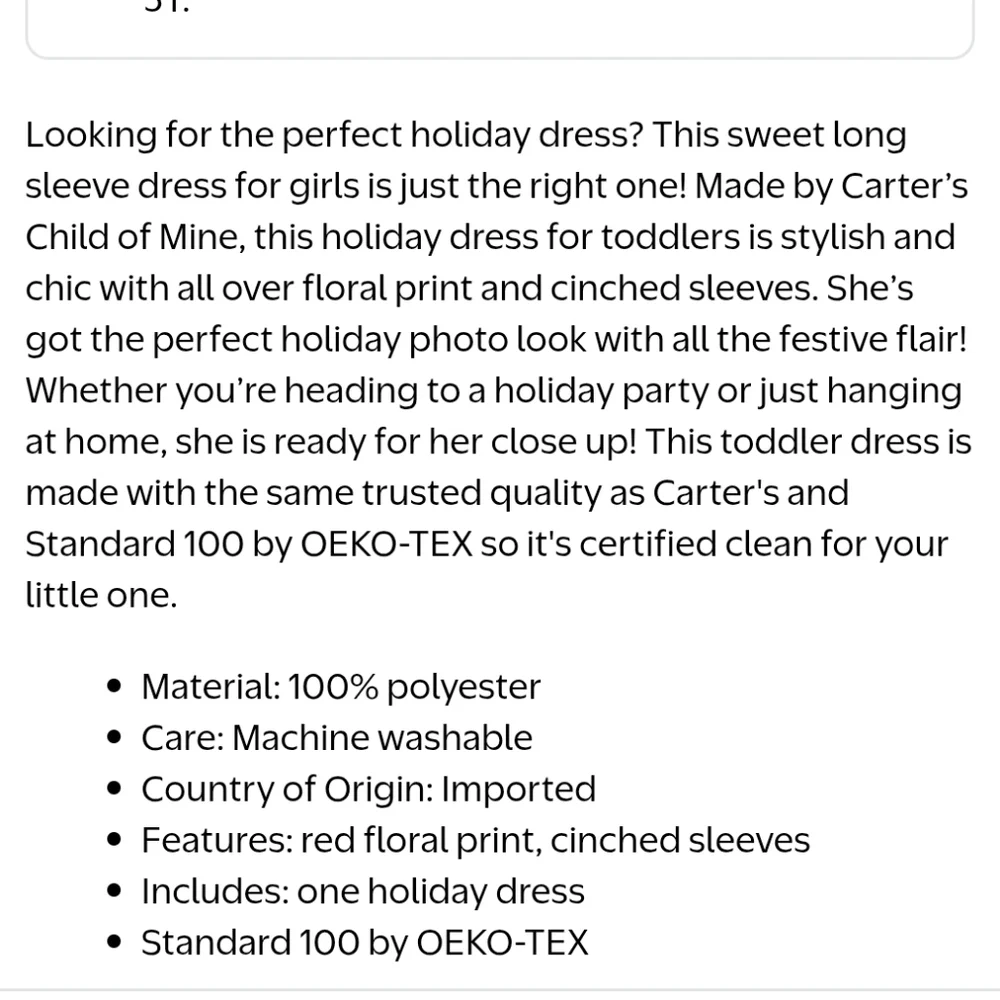 Carters Long Sleeve Floral Fancy Dress Size 2T New